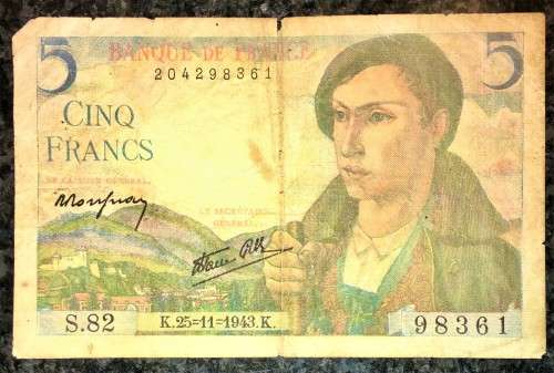 FRANCE 5 FRANC 1943-11-25 WW2