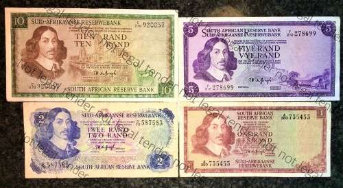 COMPLETE SET OF TW DE JONG & DECIMALS R10 -R1 ,,, 1967-1975( 1 BID TAKES ALL)