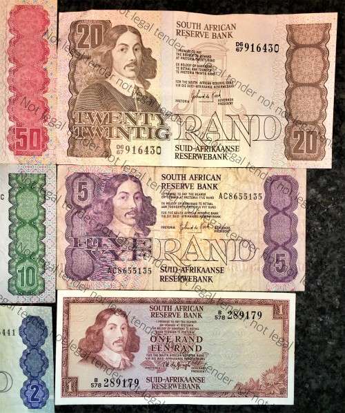 COMPLETE SET OF GPC DE KOCK and DECIMALS  R50 TO R2,,,1980s (R1 TW DE JONGH 1975)- (1 BID TAKES ALL)