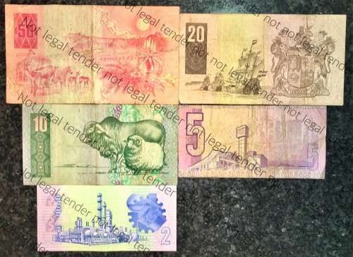 COMPLETE SET OF GPC DE KOCK & DECIMALS  R50 TO R2,,,1980s (1 BID TAKES ALL)
