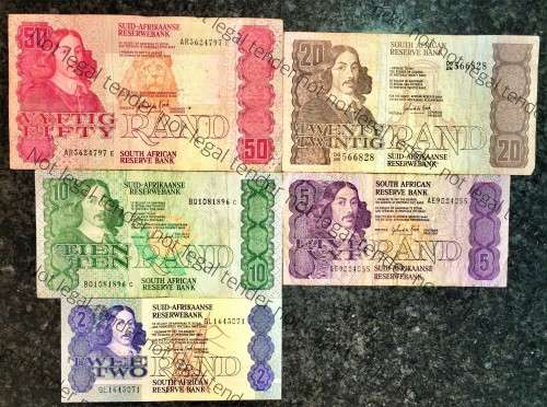 COMPLETE SET OF GPC DE KOCK & DECIMALS  R50 TO R2,,,1980s (1 BID TAKES ALL)