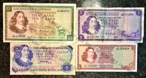 COMPLETE SET OF TW DE JONG & DECIMALS R10 -R1 ,,, 1967-1975( 1 BID TAKES ALL)