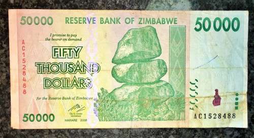 ZIMBABWE $50,000 FIFTY THOUSAND DOLLARS 2008 (1 BID TAKES ALL)