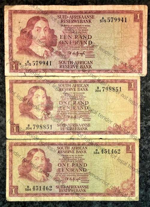 TW DE JONGH R1 SET 1967, 1973, 1975---1ST ,2ND, 3RD, ISSUES(1 BID TAKES ALL)