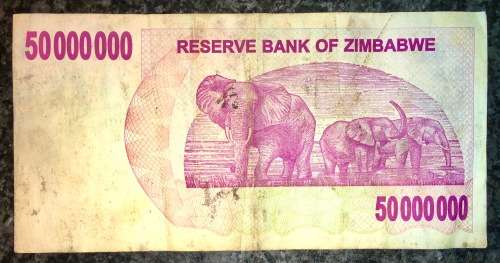 ZIMBABWE $50 MILLION DOLLARS 2008