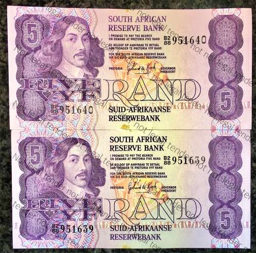 GPC DE KOCK R5 IN SEQUENCE B288/951640-639,,,,1981 AUNC 2ND ISSUE(1 BID TAKES ALL)