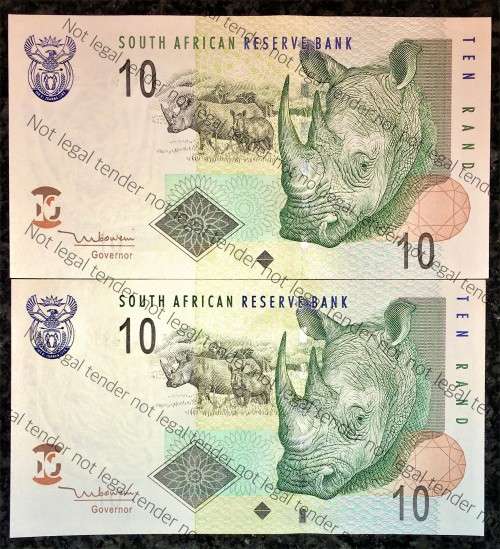 TT MBOWENI R10 IN SEQUENCE FQ8498930-931A---UNC 2004 SECOND ISSUE [RINO WTM](1 BID TAKES ALL)