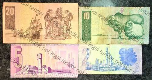 COMPLETE SET OF TW DE JONGH & DECIMALS R20 TO R2,,,1978---4TH ISSUE( 1 BID TAKES ALL)