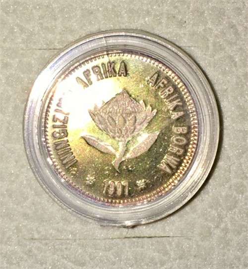 SOUTH AFRICA PROOF SILVER 2 1/2c TICKEY MINTAGE 3372  ABOVE OFFICIAL MINTAGE OF 2627 SEAHORSE--1997-