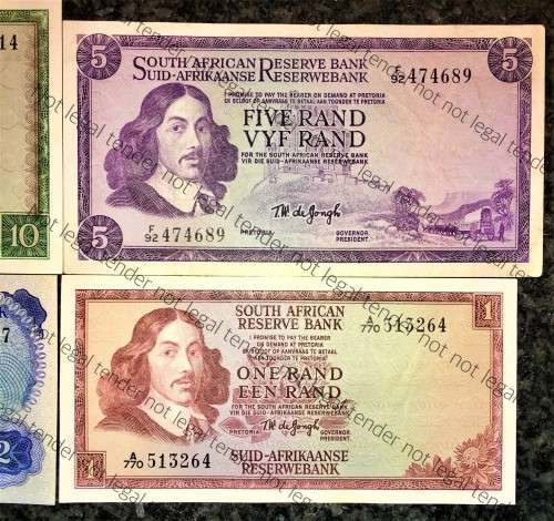 COMPLETE SET OF TW DE JONG & DECIMALS R10 -R1 -HIGHER GRADE- ALL SPRINGBUCK WTM( 1 BID TAKES ALL)
