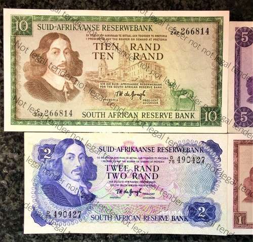 COMPLETE SET OF TW DE JONG & DECIMALS R10 -R1 -HIGHER GRADE- ALL SPRINGBUCK WTM( 1 BID TAKES ALL)