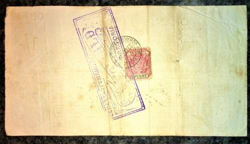 Z.A.R ORANJE VRIJ STAAT POST NOOT WTM 1 SHILLINGS STAMPED SENEKAL 1898 & JOHANNESBURG 1899--PRETORIA