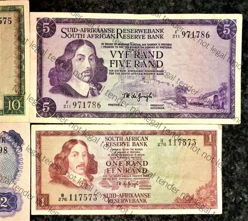 COMPLETE SET OF TW DE JONGH & DECIMALS R10 TO R1 ,,,R2 IS AUNC 1967-1975( 1 BID TAKES ALL)