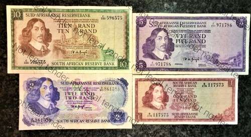COMPLETE SET OF TW DE JONGH & DECIMALS R10 TO R1 ,,,R2 IS AUNC 1967-1975( 1 BID TAKES ALL)