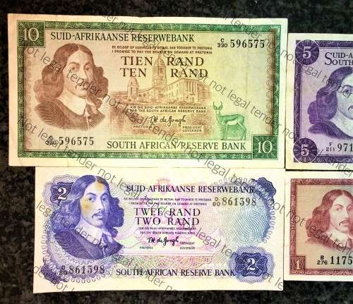 COMPLETE SET OF TW DE JONGH & DECIMALS R10 TO R1 ,,,R2 IS AUNC 1967-1975( 1 BID TAKES ALL)