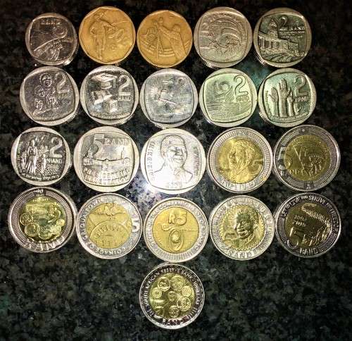 COMPLETE SET OF ALL SOUTH AFRICAN COMMEMORATIVE COINS 1994 TO 2021,50 CENT TO R5 GOOD CONDITION