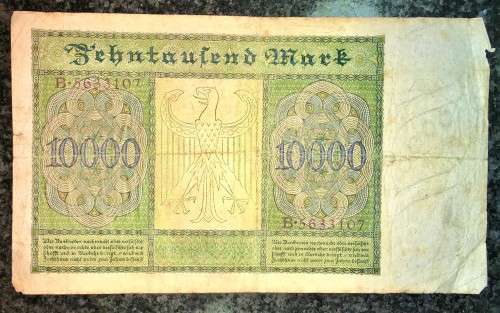 GERMANY 10,000 MARK 1922 (H) RED SEAL  BIG NOTE