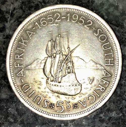 S A UNION SILVER 5 SHILLINGS 1952 SILVER CROWN