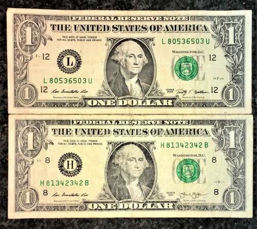 U S A SET 1 DOLLAR TWO DIFFERENT SIGNATURES 2009 SAN FRANCISCO & 2013 ST.LOUIS