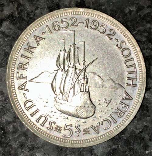 S A UNION SILVER 5 SHILLINGS 1952 SILVER CROWN