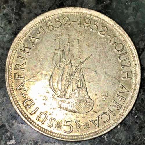 S A UNION SILVER 5 SHILLINGS 1952 SILVER CROWN