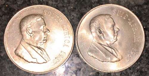 R S A  SILVER R1--1967 BOTH ENGLISH & AFRIKAANS -- 80% SILVER(1 BID TAKES ALL)