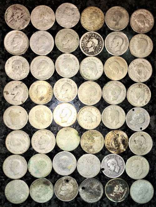 S A UNION SILVER SET 48 X 3D TICKEY  1933 - 1950 - 80% SILVER THREEPENCE (1 BID TAKES ALL)
