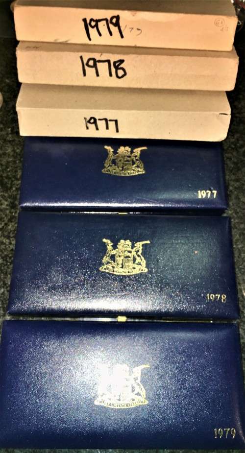 R S A  PROOF SET'S WITH SILVER R1s -- 1977,1978 & 1979 WITH ORIGINAL COVER(1 BID TAKES ALL