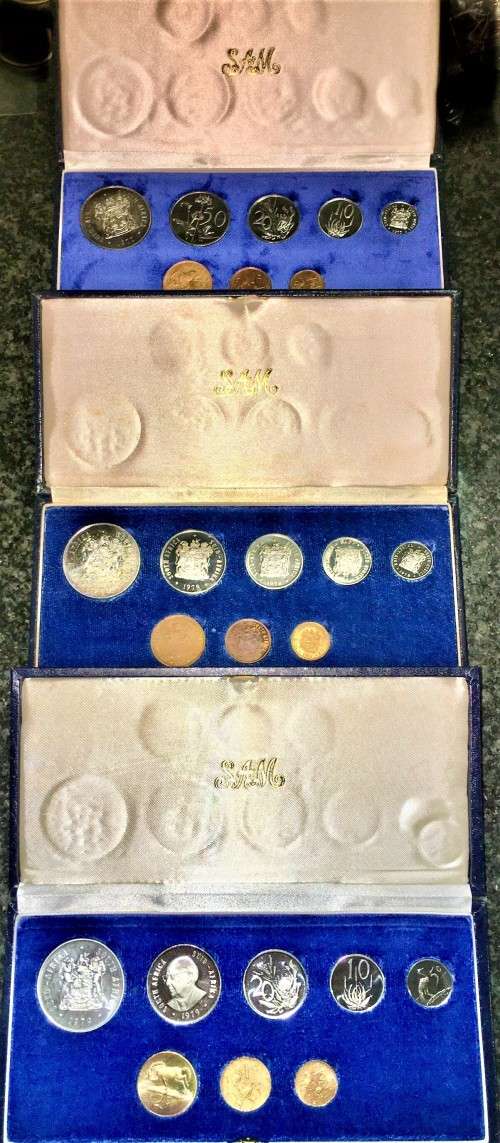 R S A  PROOF SET'S WITH SILVER R1s -- 1977,1978 & 1979 WITH ORIGINAL COVER(1 BID TAKES ALL