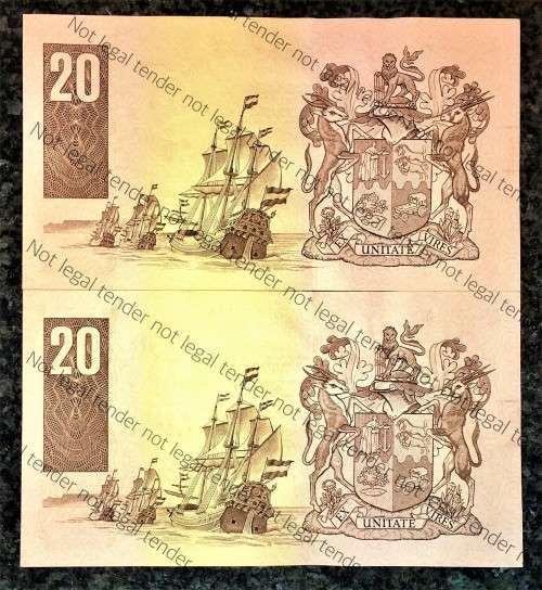 CL STALS R20 IN SEQUENCE AU8265877-878 UNC-AUNC E/A 1ST ISSUE 1990 (1 BID TAKES ALL)))