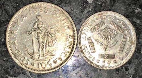 R S A SILVER SET 10 CENT  & 5 CENT 1963(1 BID TAKES ALL)