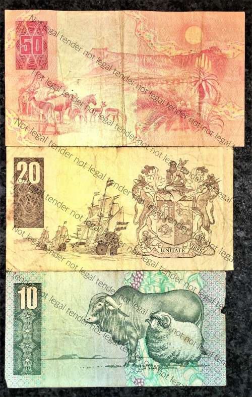 REPLACEMENT NOTE SET R50 --XX--1984 DE KOCK, R20 --Z2 -1978 TW DE JONGH & R10 -XX--1990 CL STALS