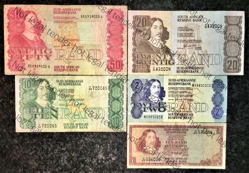 REPLACEMENT NOTE SET GPC DE KOCK, R50 XX , R20 Z31, R10 Y23 ,R2 WX & R1 --Z27 TW DE JONGH