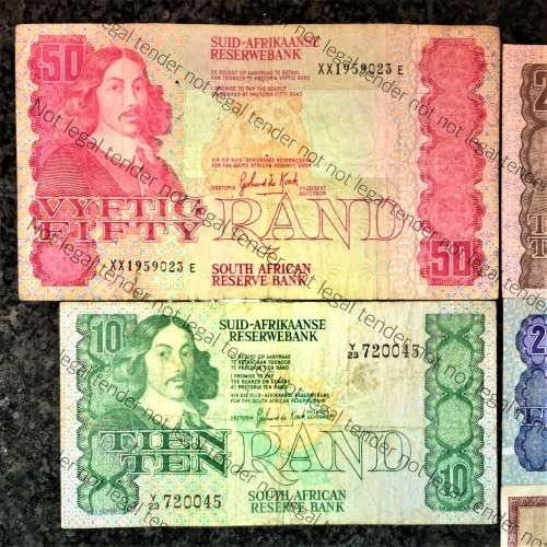 REPLACEMENT NOTE SET GPC DE KOCK, R50 XX , R20 Z31, R10 Y23 ,R2 WX & R1 --Z27 TW DE JONGH