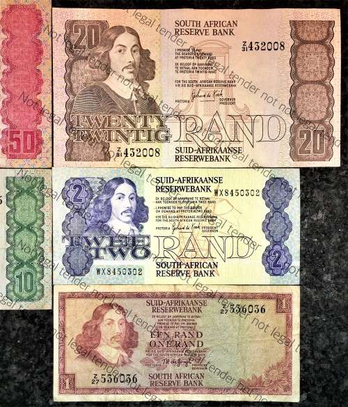 REPLACEMENT NOTE SET GPC DE KOCK, R50 XX , R20 Z31, R10 Y23 ,R2 WX & R1 --Z27 TW DE JONGH