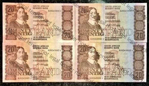 CL STALS R20 IN SEQUENCE AU8265841-844 UNC-AUNC E/A 1ST ISSUE 1990 (BID PER NOTE)4 AVAILABLE