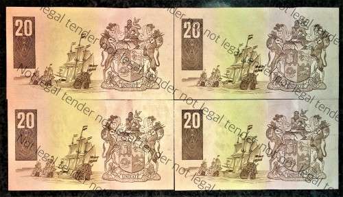 CL STALS R20 IN SEQUENCE AU8265841-844 UNC-AUNC E/A 1ST ISSUE 1990 (BID PER NOTE)4 AVAILABLE