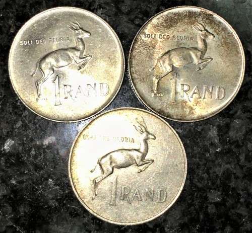 R S A  SILVER SET R1-- 1966 ENGLISH - AFRIKAANS &1967 AFRIKAANS -- 80% SILVER(1 BID TAKES ALL)