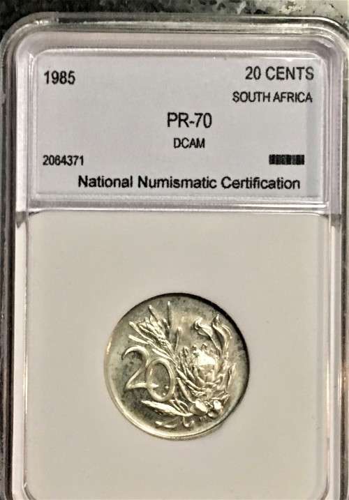 R S A - PROOF DCAM 20 CENT 1985 GRADED PR-70 PEFECT GRADE NNC