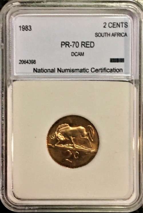 R S A - PROOF DCAM RED 2 CENT 1983 GRADED PR-70 PEFECT GRADE NNC