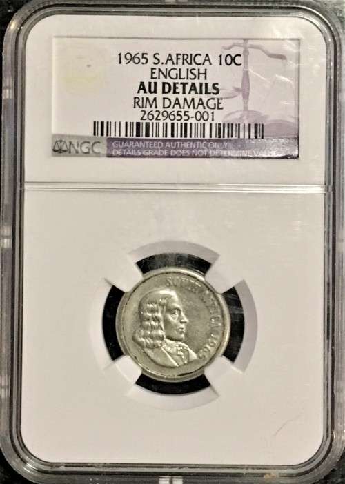 R S A -  10 CENT --1965 GRADED AU NGC LOOKS LIKE ERROR COIN (RIM)