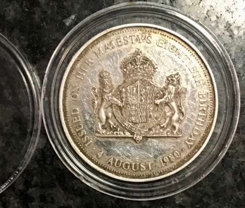 STERLING SILVER QUEEN MOTHER 80TH BIRTHDAY 1900-1980 SILVER MEDALLION IN CAPSULE