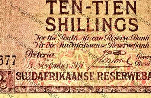 J.POSTMUS SET 10 POUND 1943 F2 - 5 POUND 1937 B12  & 10 SHILLING 1941 SAILING SHIP WTM E/A 1ST ISSUE