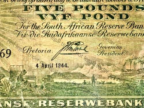 J.POSTMUS 5 POUND 1944 B25 E/A VAN RIEBEECK WTM FIRST ISSUE
