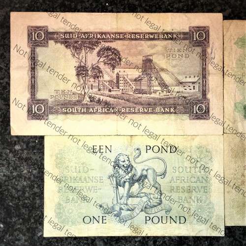 MH DE KOCK SET 10 POUND 1955, 5 POUND 1955 ,1 POUND 1954 E/A & 10 SHILLINGS 1958(1 BID TAKES ALL)