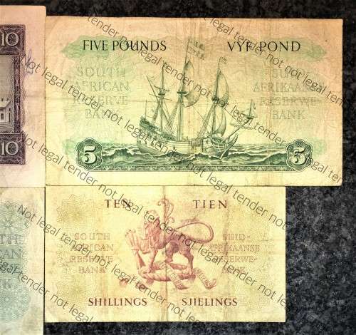 MH DE KOCK SET 10 POUND 1955, 5 POUND 1955 ,1 POUND 1954 E/A & 10 SHILLINGS 1958(1 BID TAKES ALL)