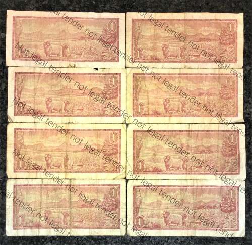 TW DE JONGH SET OF R1 X 8 - B SERIES 1973 -- 2ND & 3RD ISSUE VAN RIEBEECK WTM(1 BID TAKE ALL)