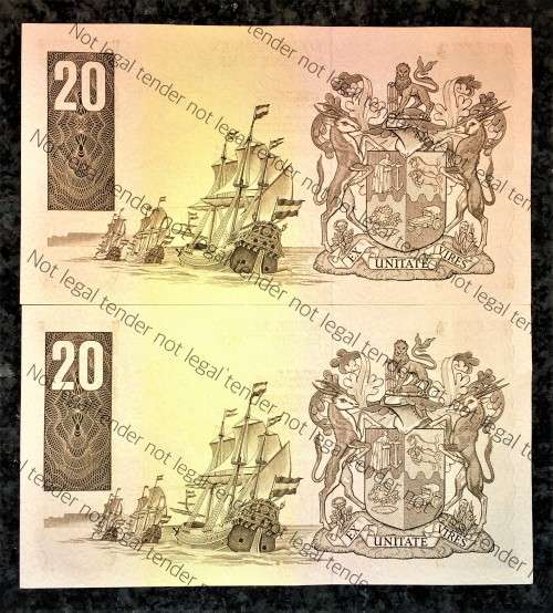 GPC DE KOCK R20 IN SEQUENCE D5/82 049924-923 UNC E/A 3RD ISSUE 1984 (1 BID TAKES ALL)