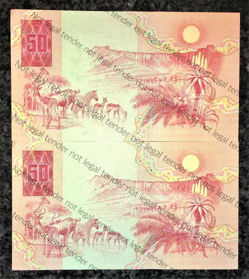 GPC DE KOCK R50 IN SEQUENCE AF1748842-841 UNC A/E 3RD ISSUE 1984 ( 1 BID TAKES ALL)