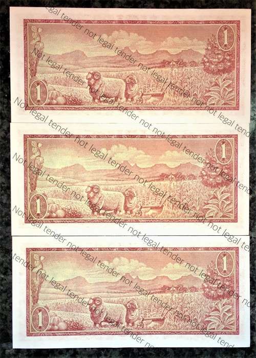TW DE JONGH R1 IN SEQUENCE B520-631515-513 UNC E/A 3RD ISSUE 1975 ( 1 BID TAKES ALL)